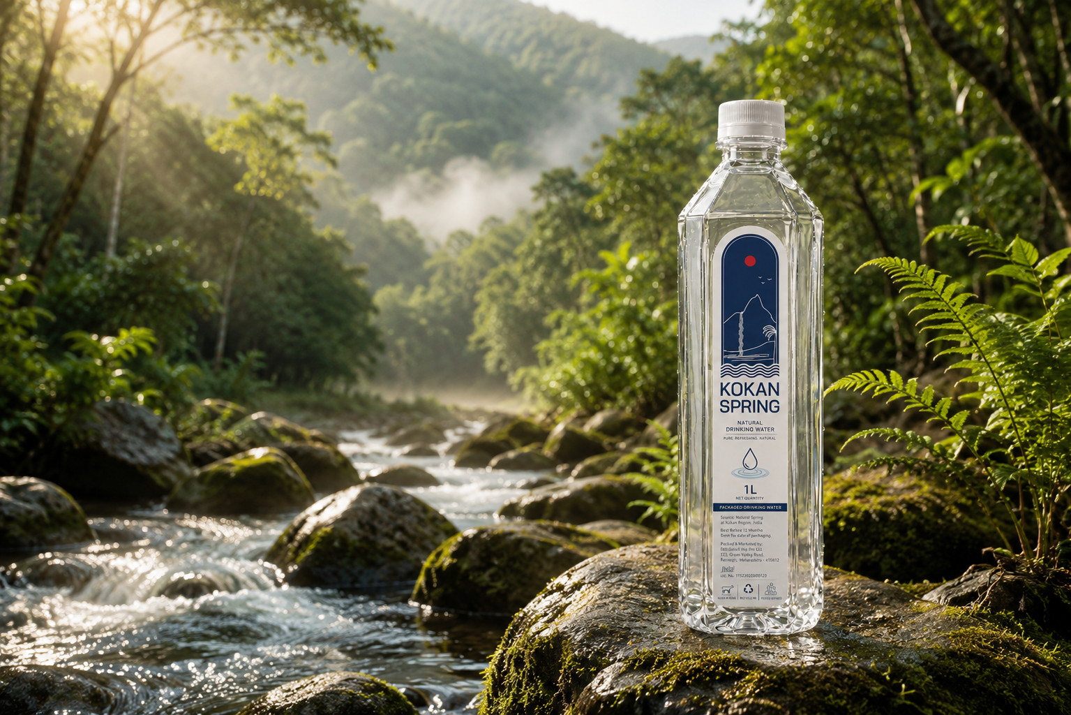 Flowing natural spring water